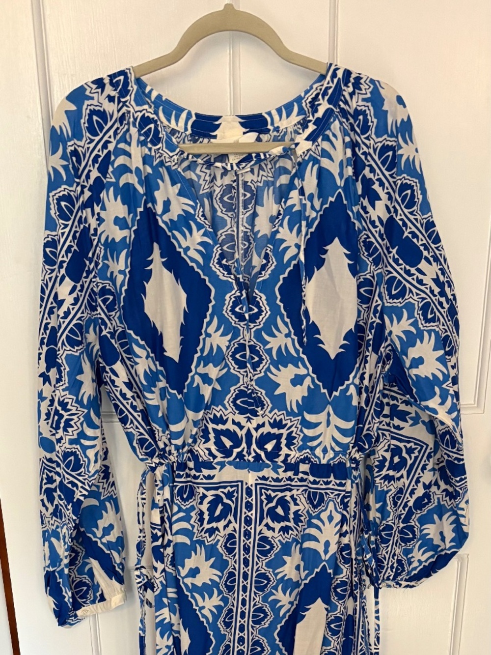 H&M Blue and White Boho Dress